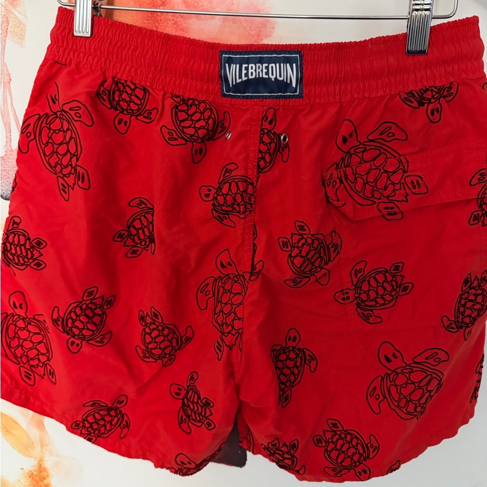 Vilebrequin’s ‘Moorea’ Red Swim Shorts with Turtle Print - Picture 3 of 4